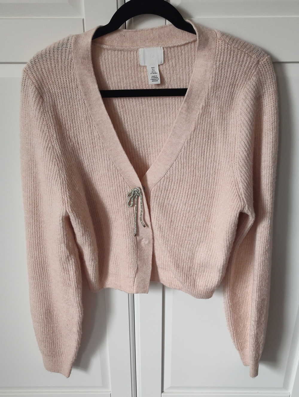 H&M Blush Pink Cardigan With Pretty Bow